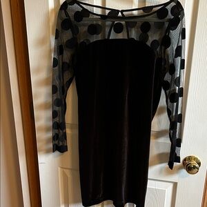 Elegant Black VELVET and Polka Dot Dress, BCBG GENERATION, S, NWT